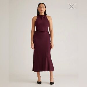 Quince Washable Stretch High Neck Midi Dress (S)